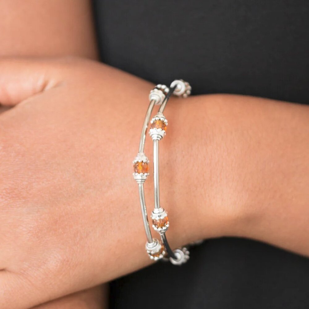 Paparazzi Jewelry Accessories - Into Infinity - Orange Bracelet - Vintage